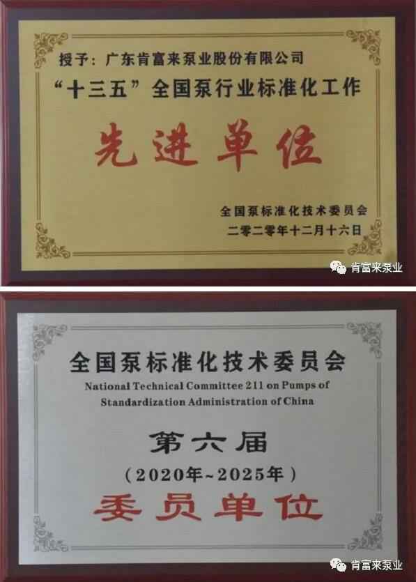 合肥焦明社会服务咨询有限公司荣获“十三五”全国泵行业标准化工作先进单位称号